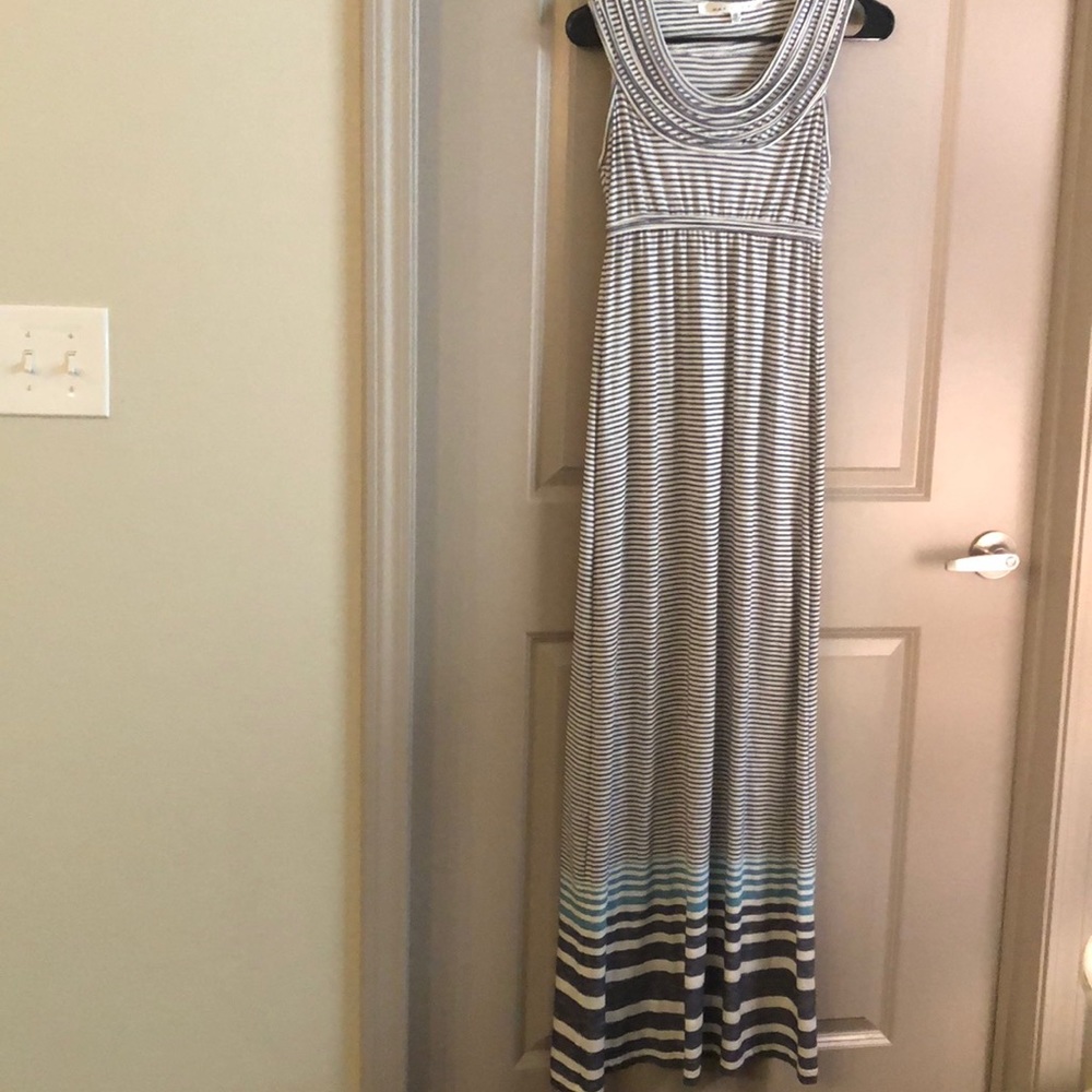 Max Studio Light Blue Striped Maxi Dress